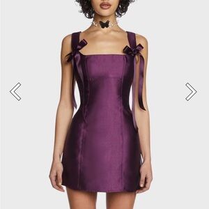 Purple Mini Dress with ribbon bows